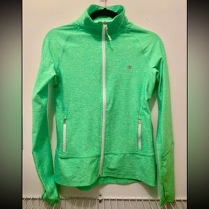 NEW lime green Champion zip-up athletic sweater with thumb holes
